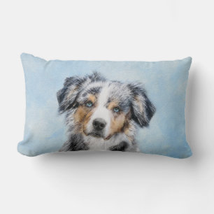 Miniature American Shepherd Painting - Dog Art Lumbar Pillow
