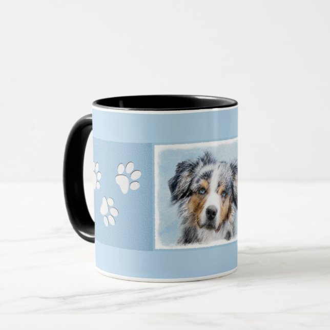Miniature American Shepherd Painting - Dog Art Mug (Front Left)