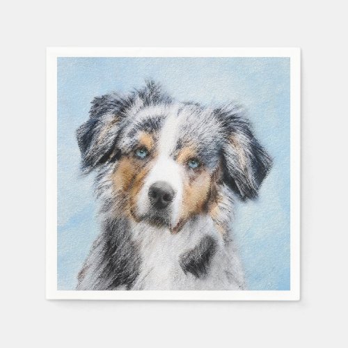 Miniature American Shepherd Painting _ Dog Art Napkins