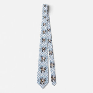 Miniature American Shepherd Painting - Dog Art Neck Tie