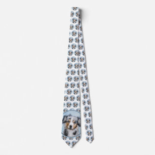 Miniature American Shepherd Painting - Dog Art Neck Tie