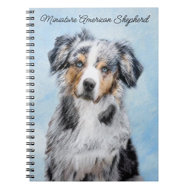 Miniature American Shepherd Painting - Dog Art Notebook (Front)