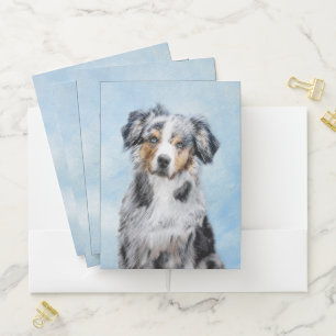 Miniature American Shepherd Painting - Dog Art Pocket Folder
