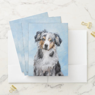 Miniature American Shepherd Painting - Dog Art Pocket Folder