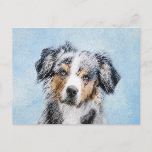 Miniature American Shepherd Painting _ Dog Art Postcard