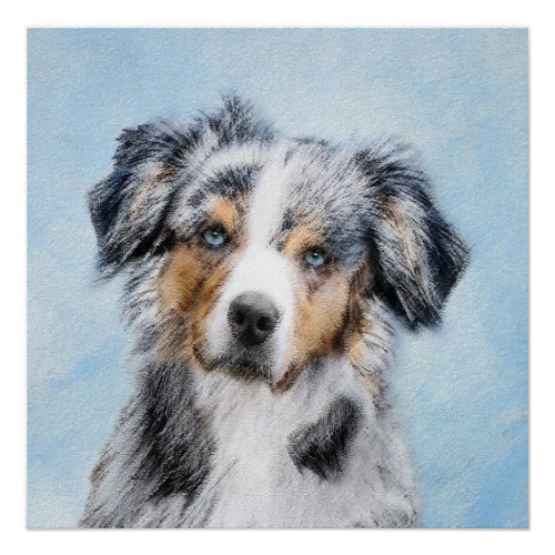 Miniature American Shepherd Painting _ Dog Art Poster