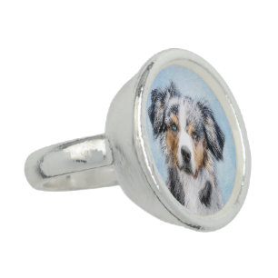 Miniature American Shepherd Painting - Dog Art Ring