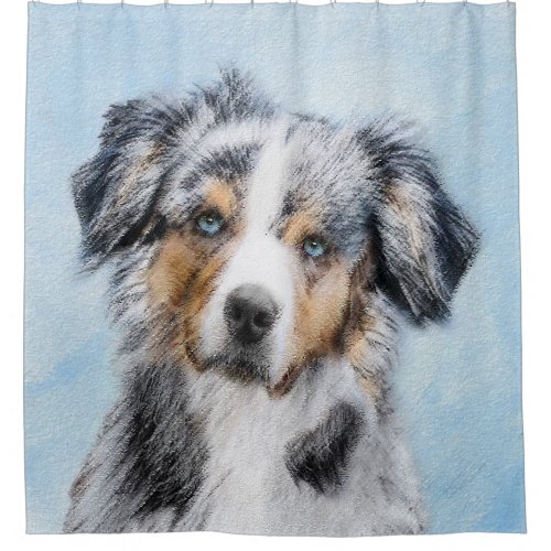 Miniature American Shepherd Painting _ Dog Art Shower Curtain