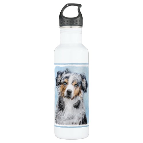 Miniature American Shepherd Painting _ Dog Art Stainless Steel Water Bottle