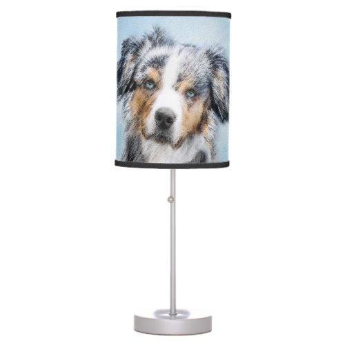 Miniature American Shepherd Painting _ Dog Art Table Lamp