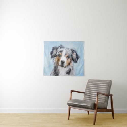 Miniature American Shepherd Painting _ Dog Art Tapestry