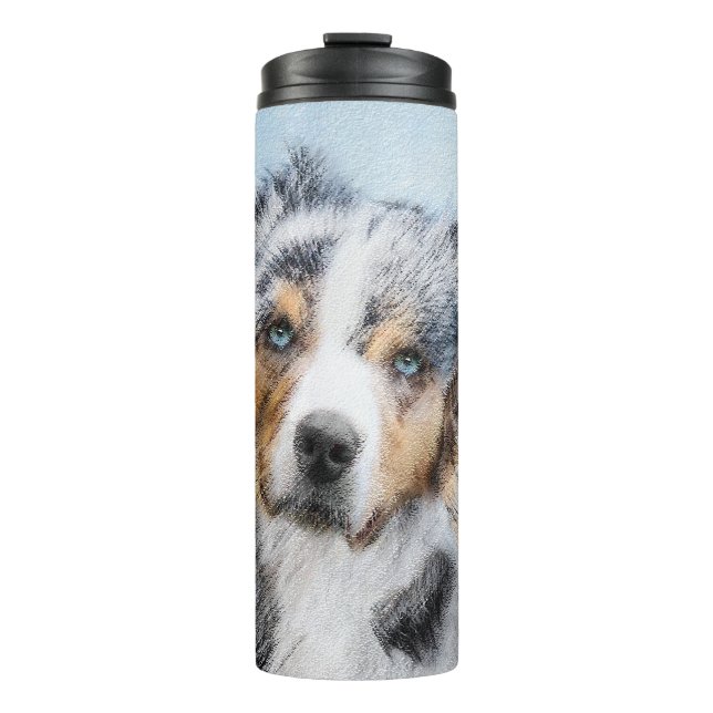 Miniature American Shepherd Painting - Dog Art Thermal Tumbler (Front)