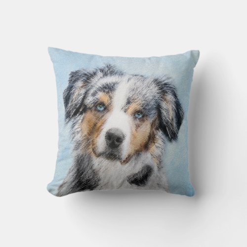 Miniature American Shepherd Painting _ Dog Art Throw Pillow