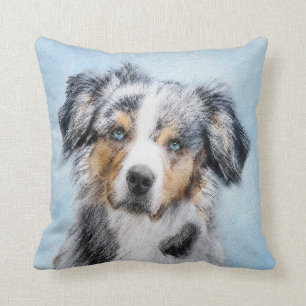 Miniature American Shepherd Painting - Dog Art Throw Pillow