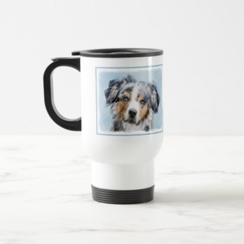 Miniature American Shepherd Painting _ Dog Art Travel Mug