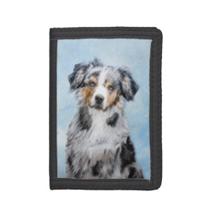 Miniature American Shepherd Painting - Dog Art Trifold Wallet