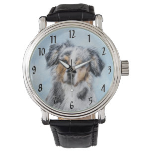 Miniature American Shepherd Painting - Dog Art Watch