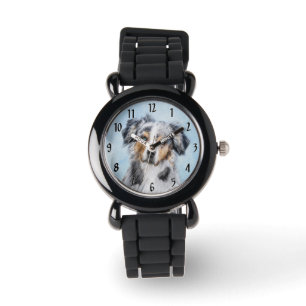 Miniature American Shepherd Painting - Dog Art Watch