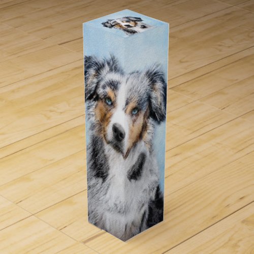 Miniature American Shepherd Painting _ Dog Art Wine Box