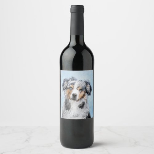 Miniature American Shepherd Painting _ Dog Art Wine Label