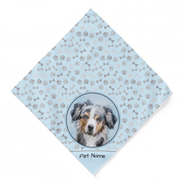 Miniature American Shepherd Painting MAS Dog Art Bandana (Front)