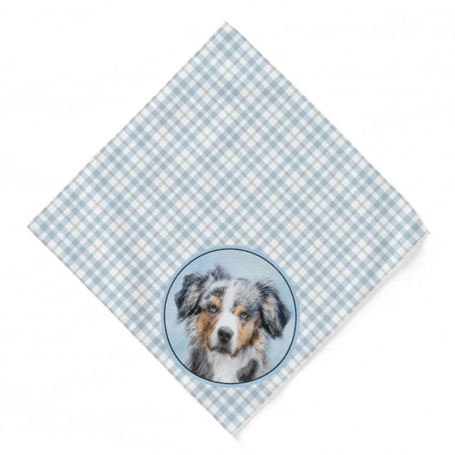 Miniature American Shepherd Painting MAS Dog Art Bandana (Front)