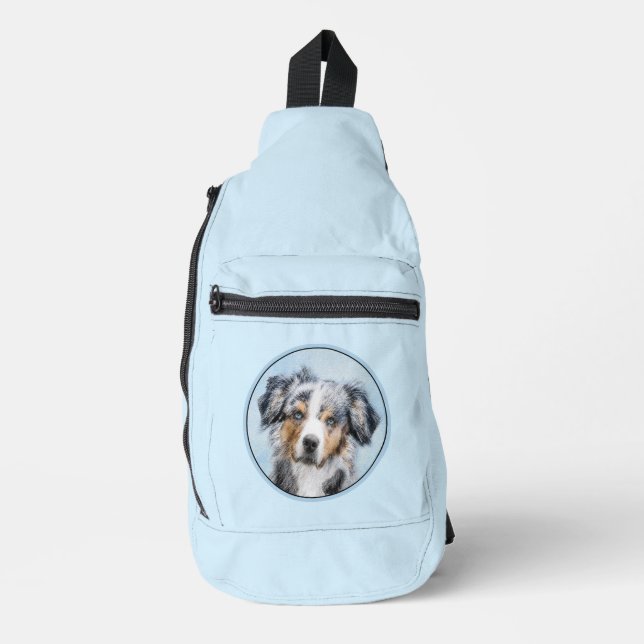 Miniature American Shepherd Painting MAS Dog Art Sling Bag (Front)