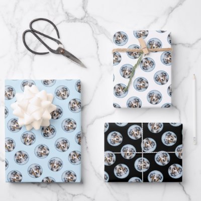 Miniature American Shepherd Painting MAS Dog Art Wrapping Paper Sheets