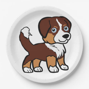 Miniature American Shepherd Red Tri with Tail Paper Plates