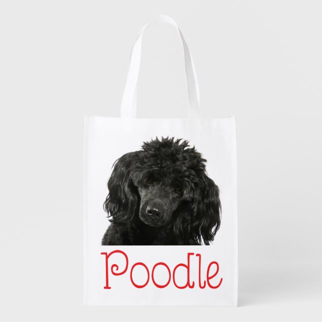 Miniature Black Poodle Puppy Dog Tote Bag (Front)