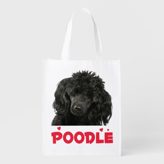 Miniature Black Poodle Puppy Dog Tote Bag (Front)