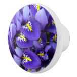 Miniature Blue Irises Spring Floral Ceramic Knob
