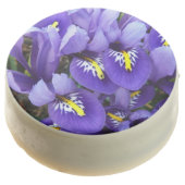 Miniature Blue Irises Spring Floral Chocolate Covered Oreo (Angled)