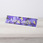 Miniature Blue Irises Spring Floral Desk Name Plate