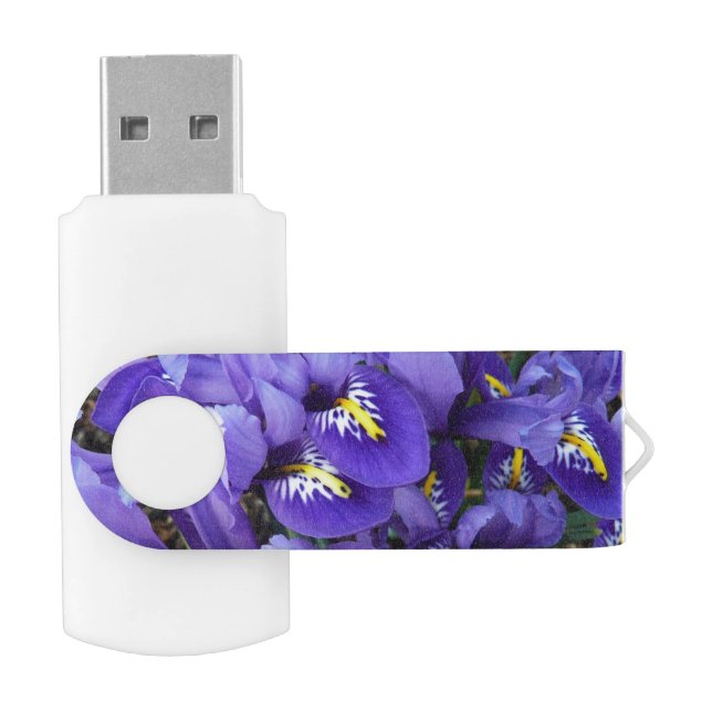 Miniature Blue Irises Spring Floral Flash Drive (Opened)