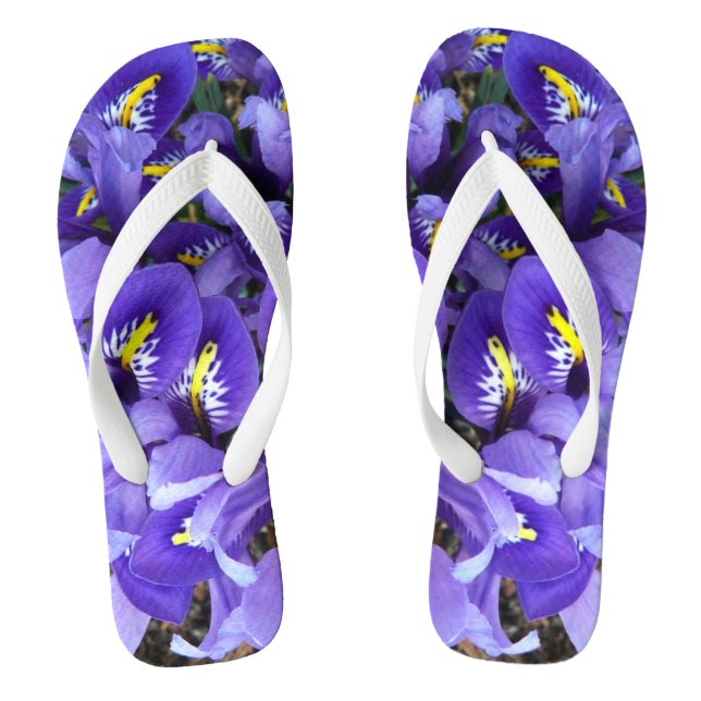 Miniature Blue Irises Spring Floral Flip Flops (Footbed)