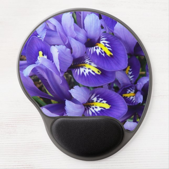 Miniature Blue Irises Spring Floral Gel Mouse Pad (Front)