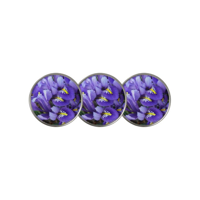 Miniature Blue Irises Spring Floral Golf Ball Marker (3 Up)