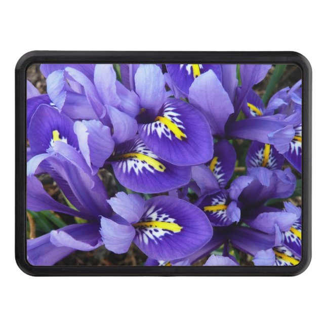 Miniature Blue Irises Spring Floral Hitch Cover (Front)