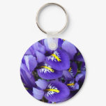 Miniature Blue Irises Spring Floral Keychain
