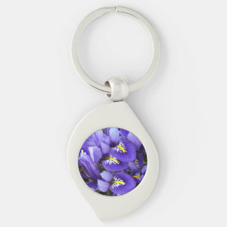 Miniature Blue Irises Spring Floral Keychain
