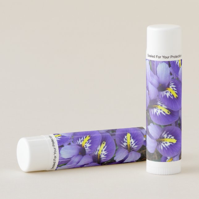 Miniature Blue Irises Spring Floral Lip Balm (Front)