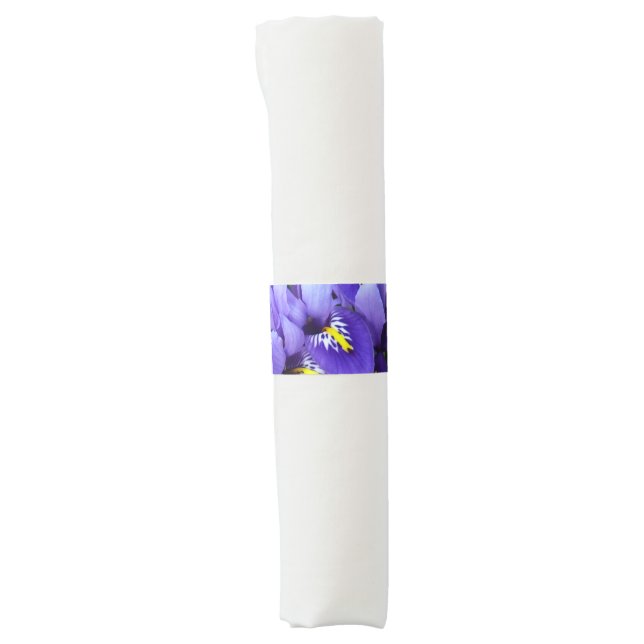 Miniature Blue Irises Spring Floral Napkin Bands (Front)