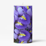 Miniature Blue Irises Spring Floral Pillar Candle
