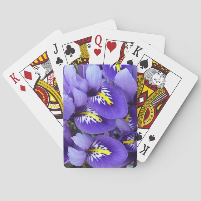 Miniature Blue Irises Spring Floral Poker Cards (Back)