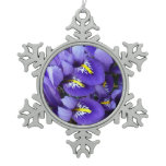 Miniature Blue Irises Spring Floral Snowflake Pewter Christmas Ornament
