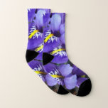 Miniature Blue Irises Spring Floral Socks