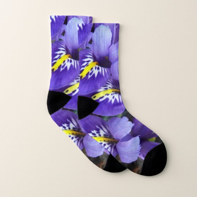 Miniature Blue Irises Spring Floral Socks (Pair)