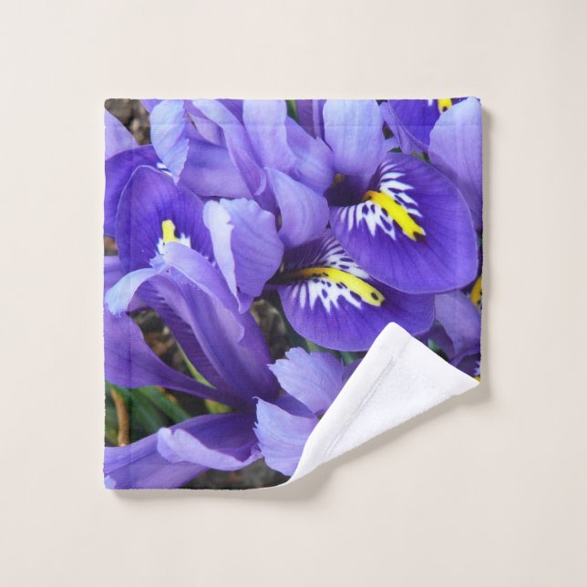 Miniature Blue Irises Spring Floral Wash Cloth (Wash Cloth)