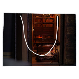 Miniature book nook diorama - reading in bed large gift bag